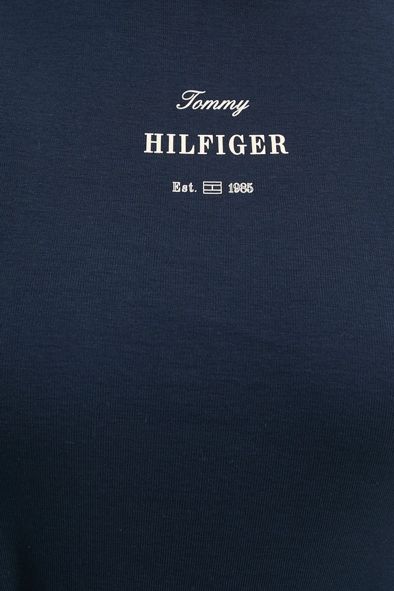 Tommy Hilfiger top din bumbac WW0WW44573 bleumarin