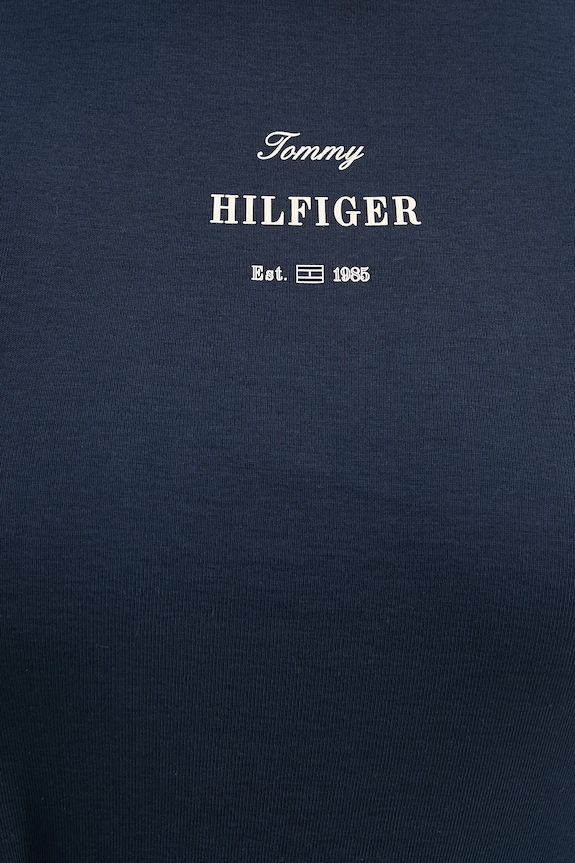 Tommy Hilfiger top din bumbac WW0WW44573 bleumarin
