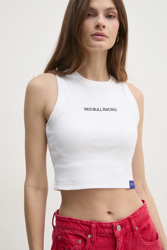 Red Bull Racing x Pepe Jeans top LOGO CROP TANK aplikacja beżowy RL500002