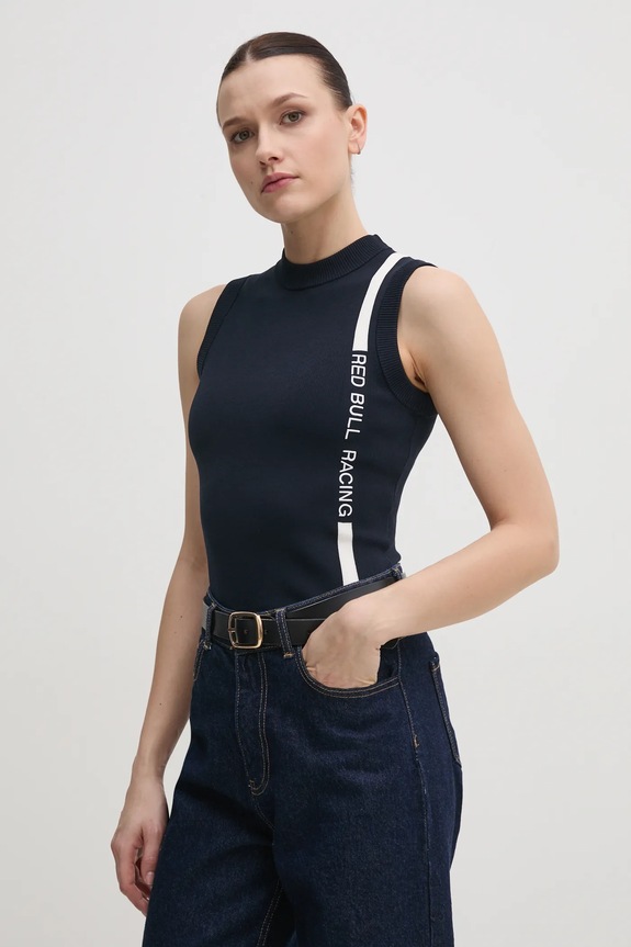 Red Bull Racing x Pepe Jeans gilet RACE STRIPE VEST a maglia fine blu navy RL700001