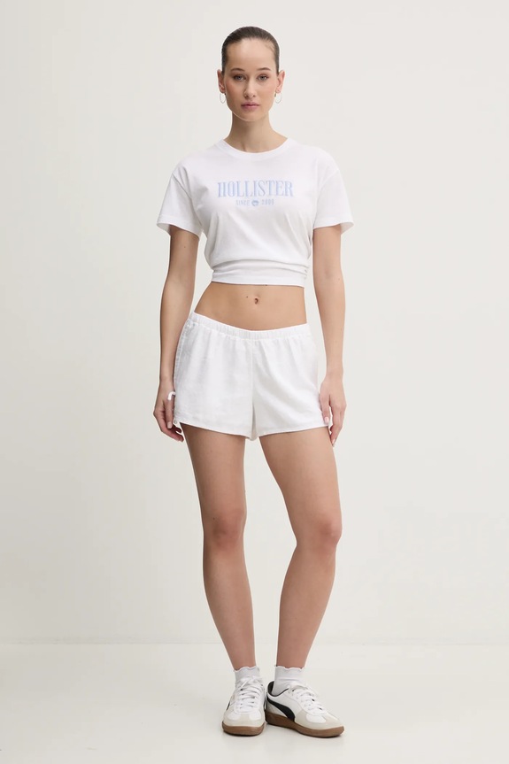 Hollister Co. t-shirt bawełniany KI357.5000.100 biały SS25