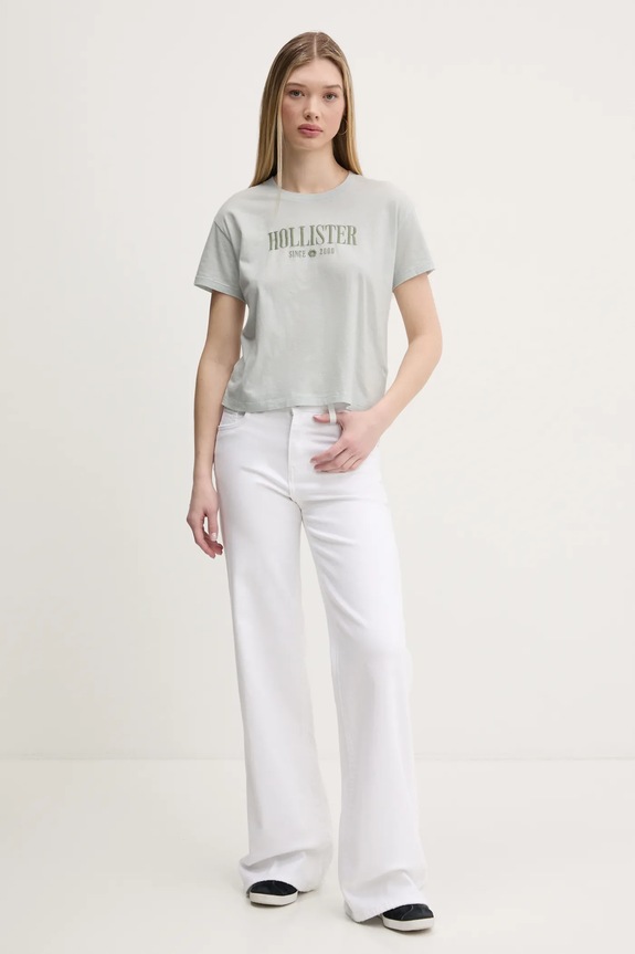 Bavlnené tričko Hollister Co. KI357.5000.210 sivá SS25