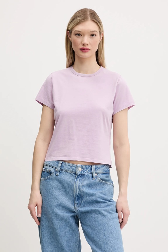 Pamučna majica Abercrombie & Fitch bez uzorka ljubičasta KI139.5308.675