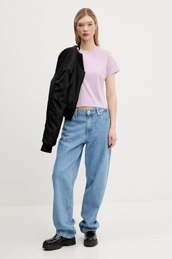 Pamučna majica Abercrombie & Fitch KI139.5308.675 ljubičasta SS25