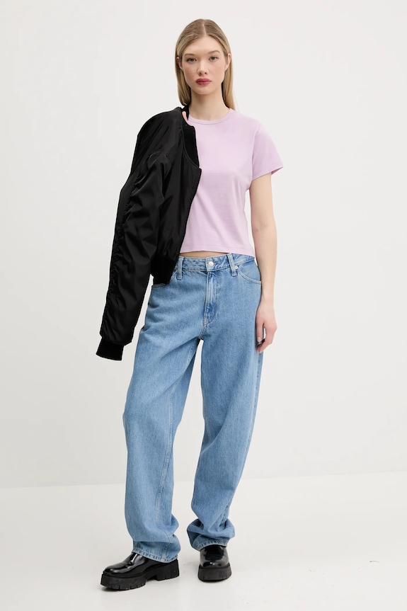 Pamučna majica Abercrombie & Fitch KI139.5308.675 ljubičasta SS25