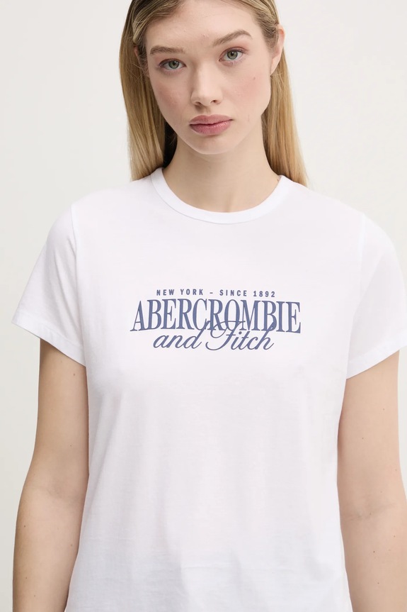 Bombažna kratka majica Abercrombie & Fitch bela KI185.5058.100