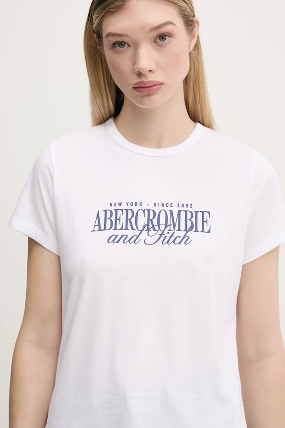 Bombažna kratka majica Abercrombie & Fitch bela KI185.5058.100