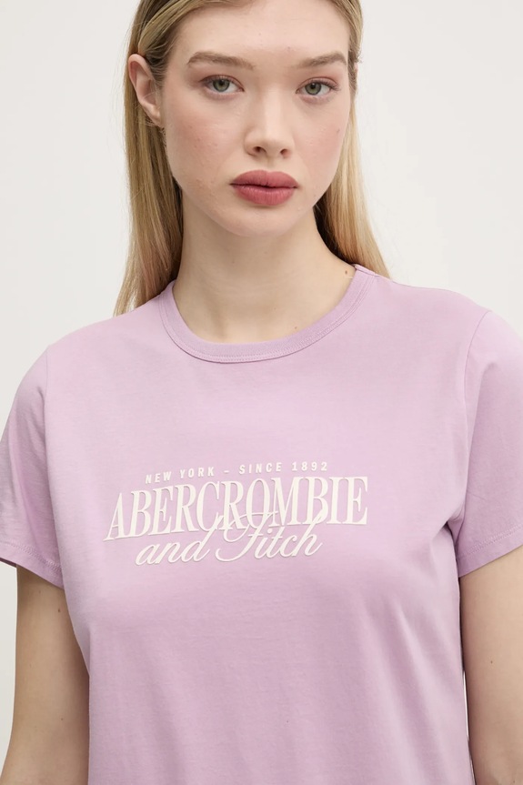 Bavlnené tričko Abercrombie & Fitch potlač fialová KI185.5058.665
