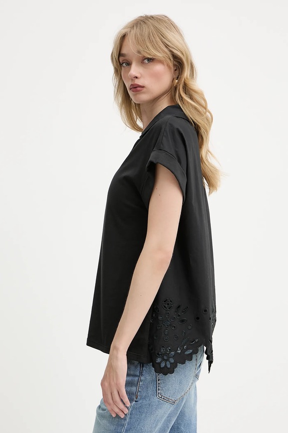 Liu Jo tricou din bumbac uni negru WA5167.T4853