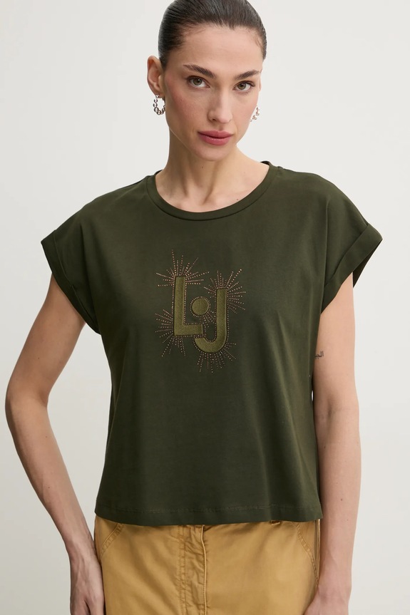 Pamučna majica Liu Jo zelena VA5151.JS923
