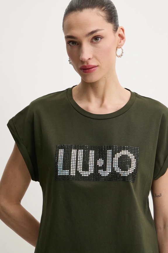 Liu Jo tricou din bumbac verde VA5151.JS923