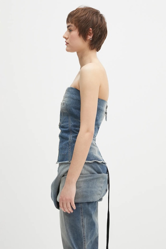 Rick Owens DRKSHDW bluzka jeansowa Bustier Top DS01E3127.DWB niebieski SS25