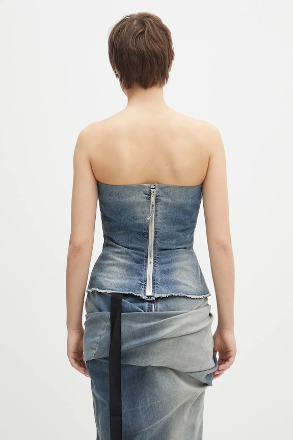 Odzież Rick Owens DRKSHDW bluzka jeansowa Bustier Top DS01E3127.DWB niebieski