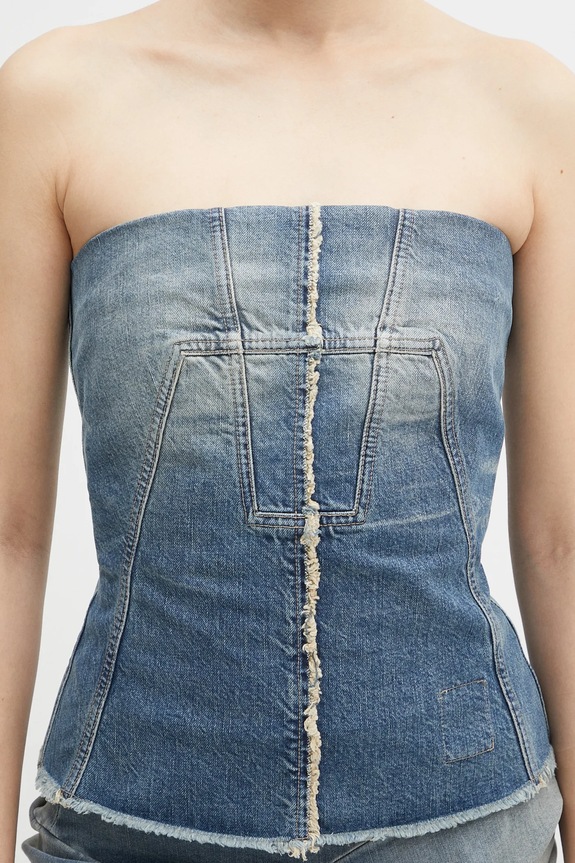 Rick Owens DRKSHDW bluzka jeansowa Bustier Top niebieski DS01E3127.DWB
