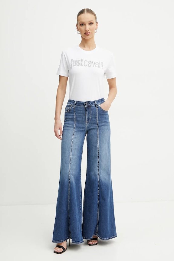 Just Cavalli t-shirt bawełniany 78PAHE12.CJ110 biały SS25