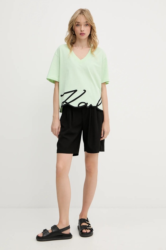 Karl Lagerfeld t-shirt in cotone A2W17104 verde AW25