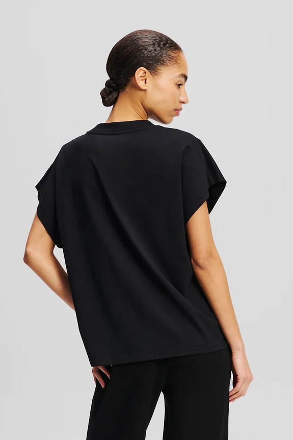 Βαμβακερό μπλουζάκι Karl Lagerfeld A2W17060 μαύρο SS25