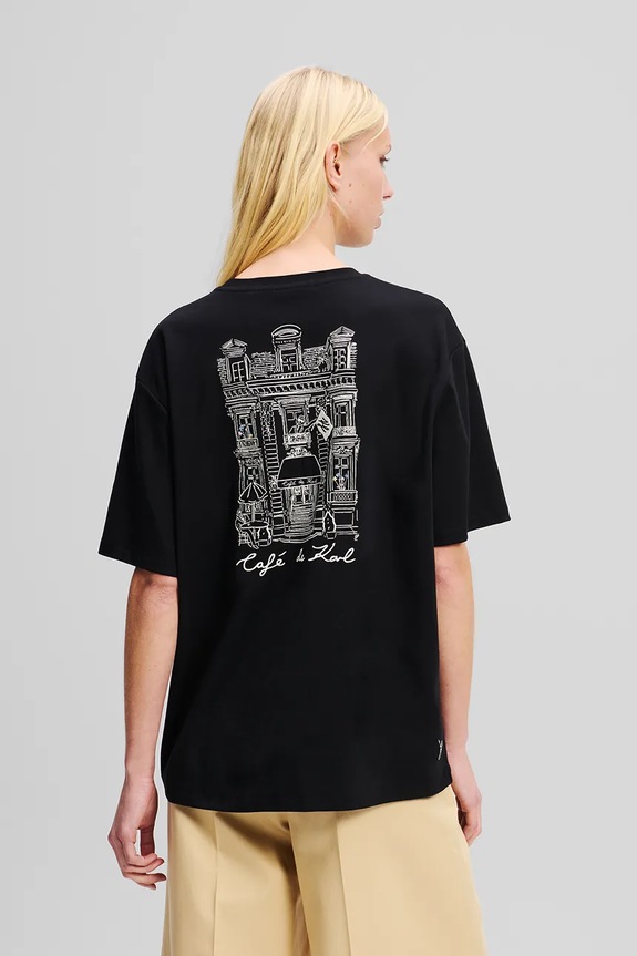 Bavlněné tričko Karl Lagerfeld A2W17088 černá SS25