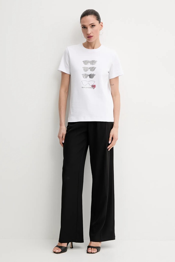 Karl Lagerfeld tricou din bumbac A2W17103 alb SS25