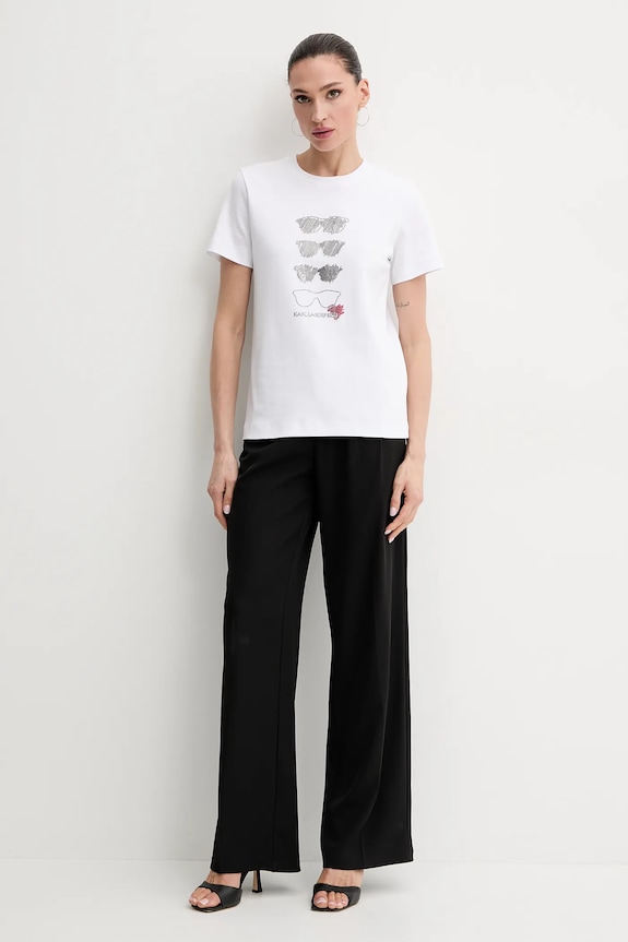 Karl Lagerfeld tricou din bumbac A2W17103 alb SS25