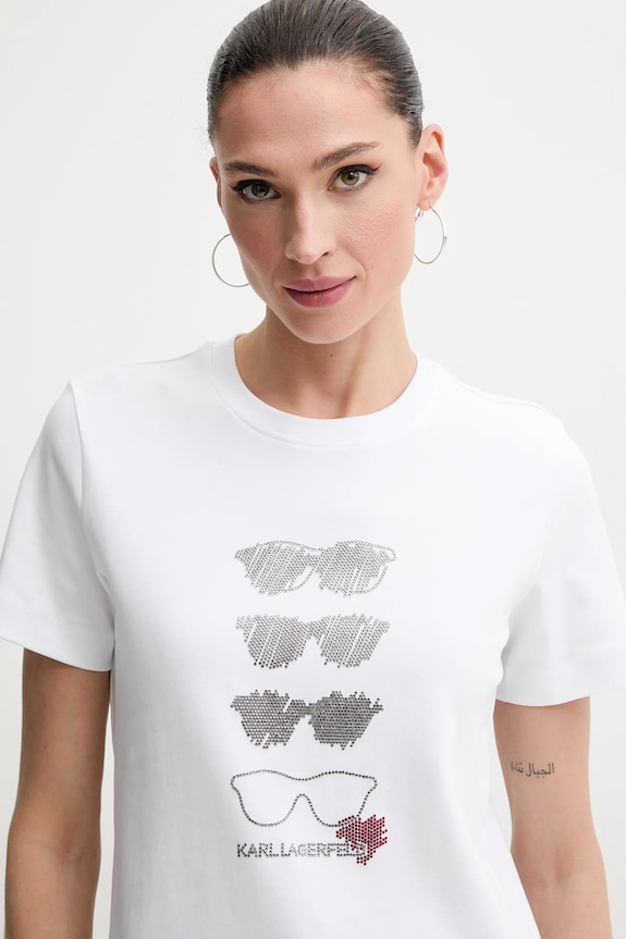 Karl Lagerfeld tricou din bumbac alb A2W17103