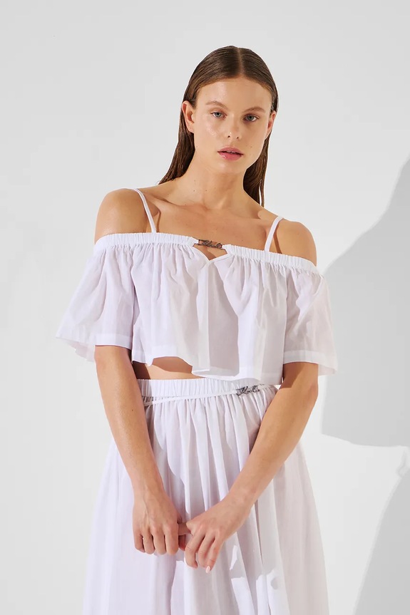Karl Lagerfeld top bawełniany bawełna biały A2W46042
