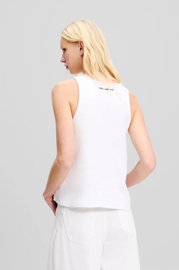 Pamučni top Karl Lagerfeld A2W17066 bijela SS25