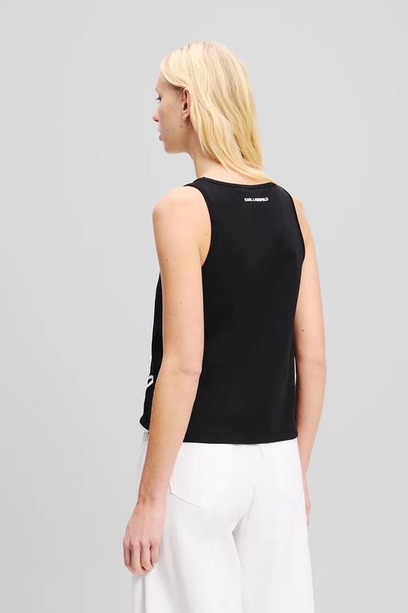 Βαμβακερό τοπ Karl Lagerfeld A2W17066 μαύρο SS25