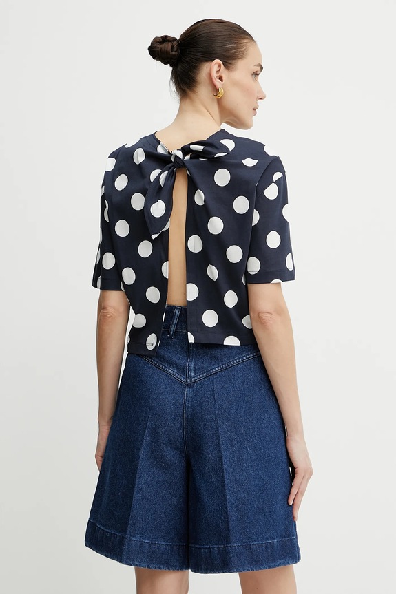 Βαμβακερό μπλουζάκι Patou βαμβάκι σκούρο μπλε JE1379999