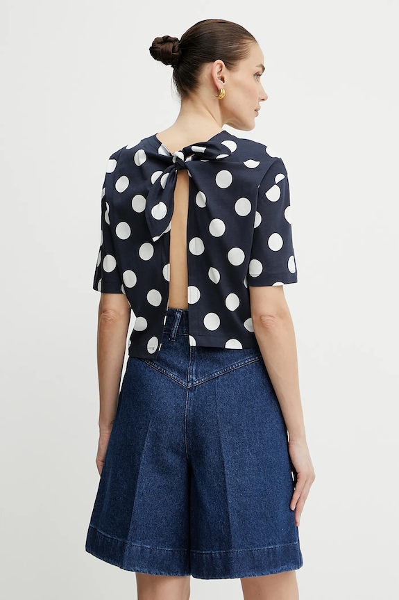 Βαμβακερό μπλουζάκι Patou βαμβάκι σκούρο μπλε JE1379999