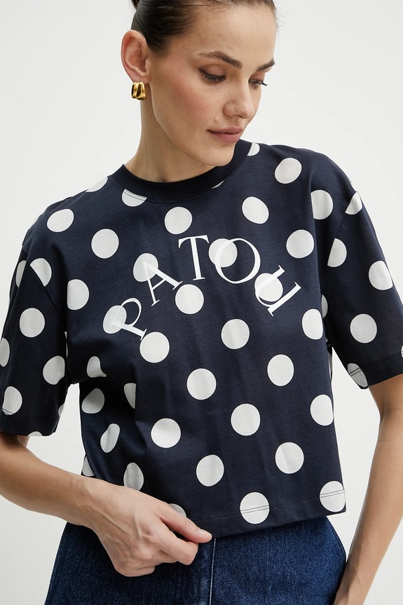 Βαμβακερό μπλουζάκι Patou σκούρο μπλε JE1379999