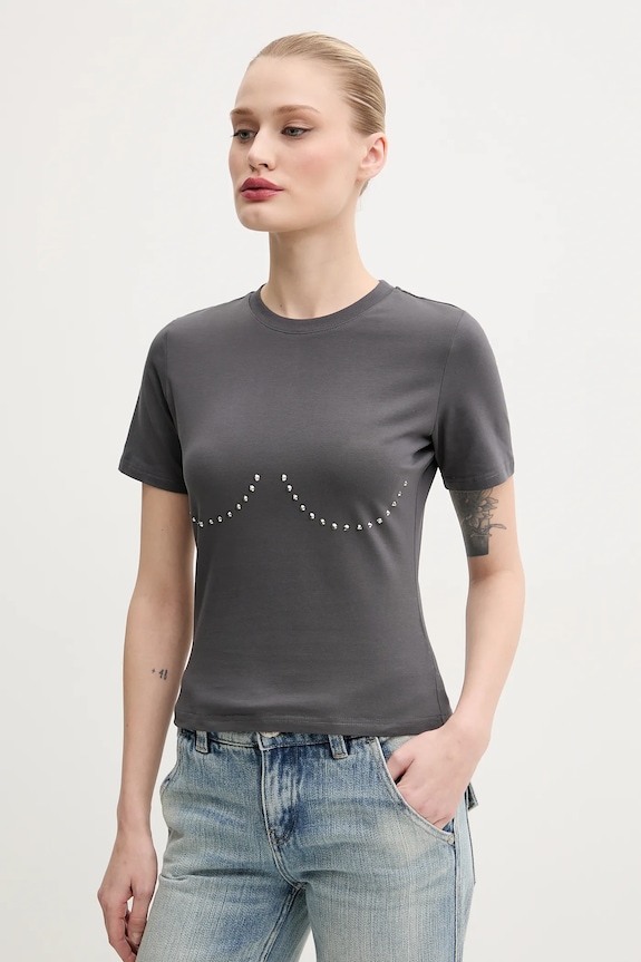 Never Fully Dressed t-shirt aplikacja szary NFDTO1649