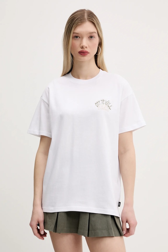 Ρούχα Βαμβακερό μπλουζάκι Vans VN000MCNWHT1 λευκό