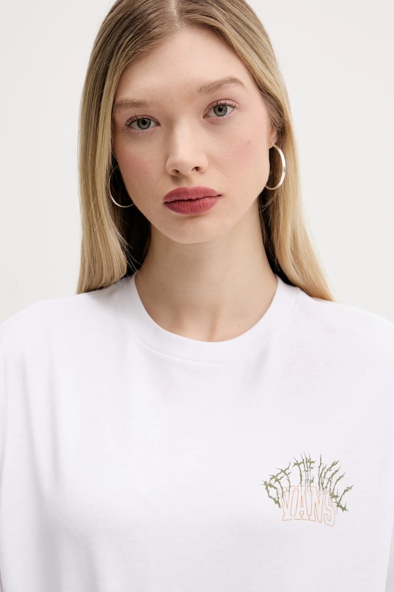 Βαμβακερό μπλουζάκι Vans λευκό VN000MCNWHT1