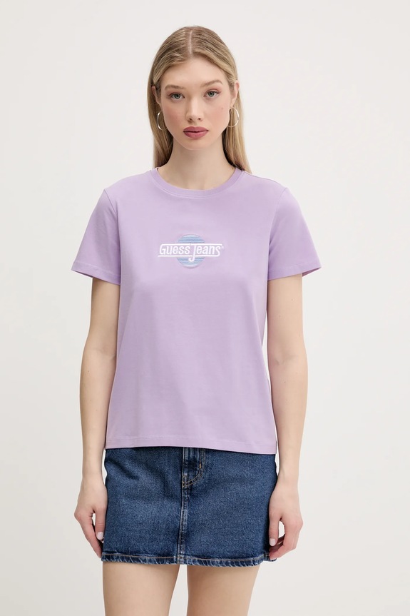 Guess Jeans t-shirt regular fioletowy W5GI26.J1314