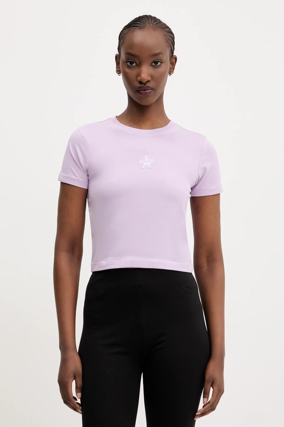 Majica kratkih rukava Guess Jeans bez uzorka ljubičasta W5GI38.J1314