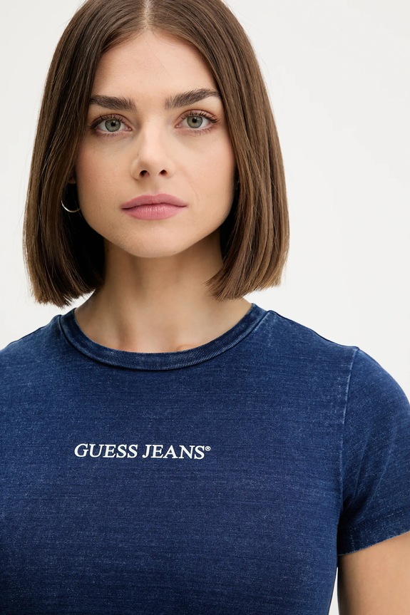 Pamučna majica Guess Jeans mornarsko plava W5GI41.KCTL1