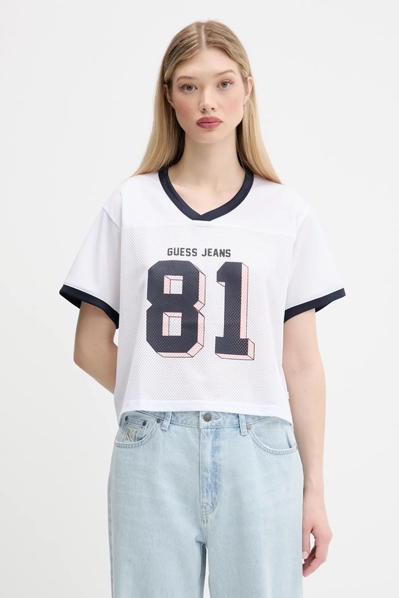 Kratka majica Guess Jeans Našitek bela W5GI59.KCTE2