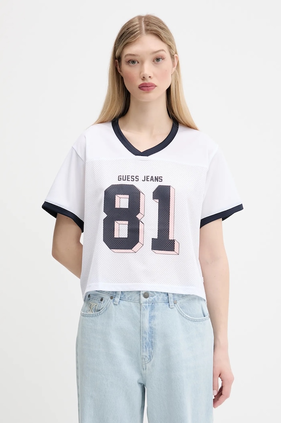 Kratka majica Guess Jeans Našitek bela W5GI59.KCTE2