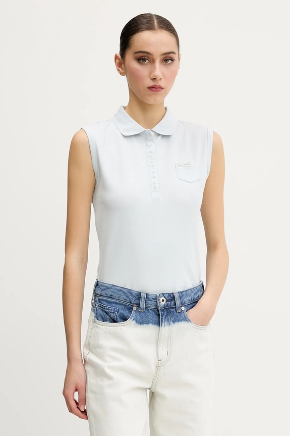 Top Guess Jeans jednofarebný modrá W5GP24.KCYR1