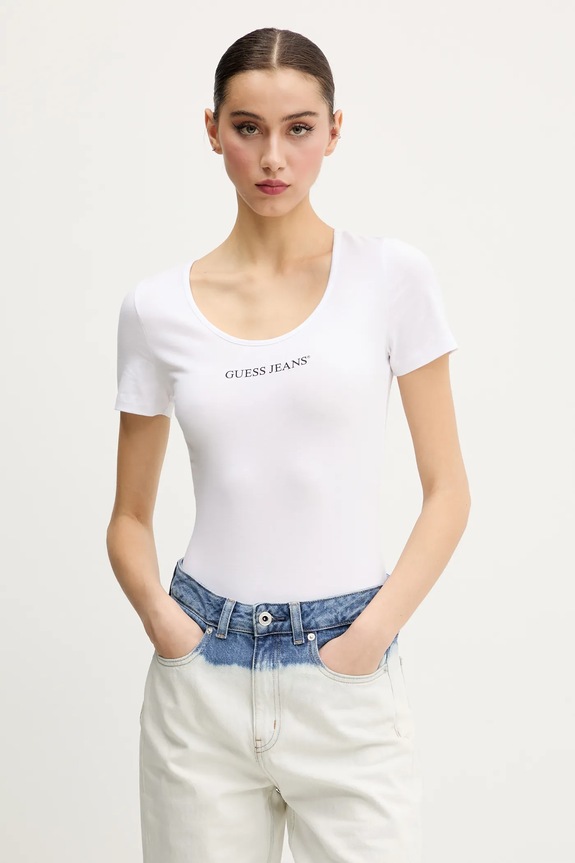 Guess Jeans t-shirt elasztánnal fehér W5GP25.J1314