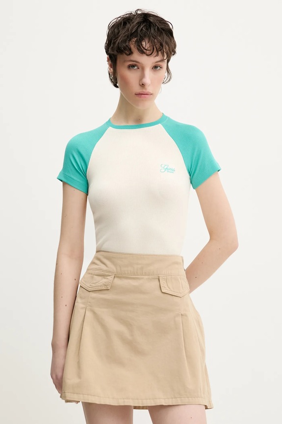 Majica kratkih rukava Guess Jeans Planet friendly bež W5GP61.KA0H1