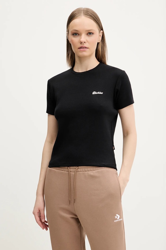 Kratka majica Dickies Z elastanom črna DK0A4Z8JBLK1