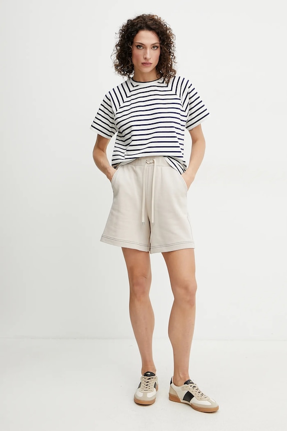 MAX&Co. t-shirt z domieszką lnu 2516941043200 biały SS25