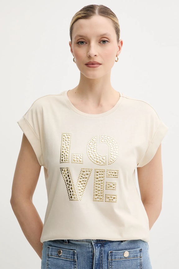 Morgan t-shirt DSILVI aplikacja beżowy DSILVI