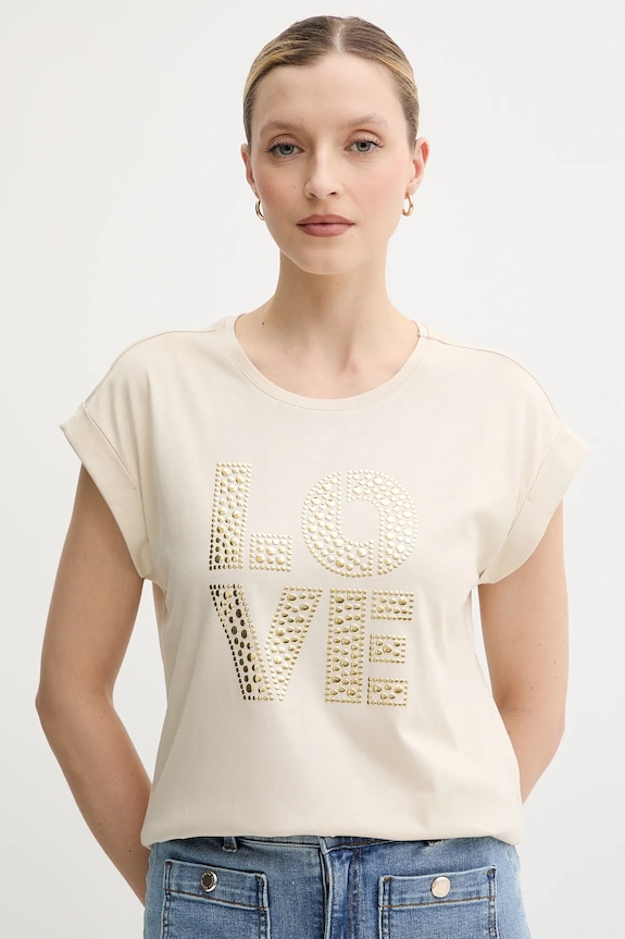 Morgan t-shirt DSILVI aplikacja beżowy DSILVI