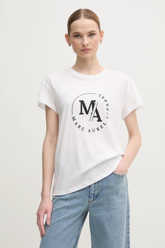 Marc Aurel t-shirt aplikacja biały 7635.7000.73814