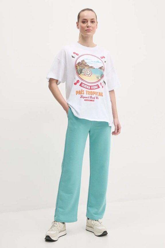 Rip Curl tricou din bumbac COVE HERITAGE 0FLWTE alb SS25