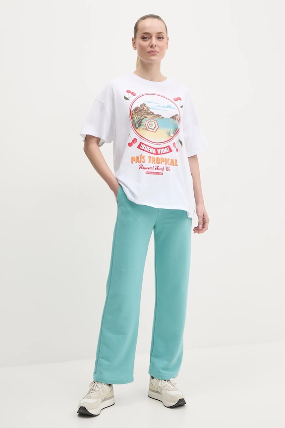 Rip Curl tricou din bumbac COVE HERITAGE 0FLWTE alb SS25