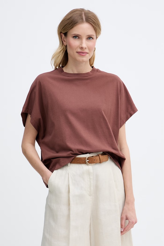 United Colors of Benetton majica ženska od pamuka smeđa 3096D1071